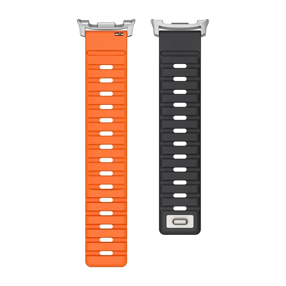 Magnetic Band for Samsung Galaxy Watch8 Classic 46mm / Watch8 44mm / 40mm Silicone Breathable Watch Strap - Black+Orange - 2
