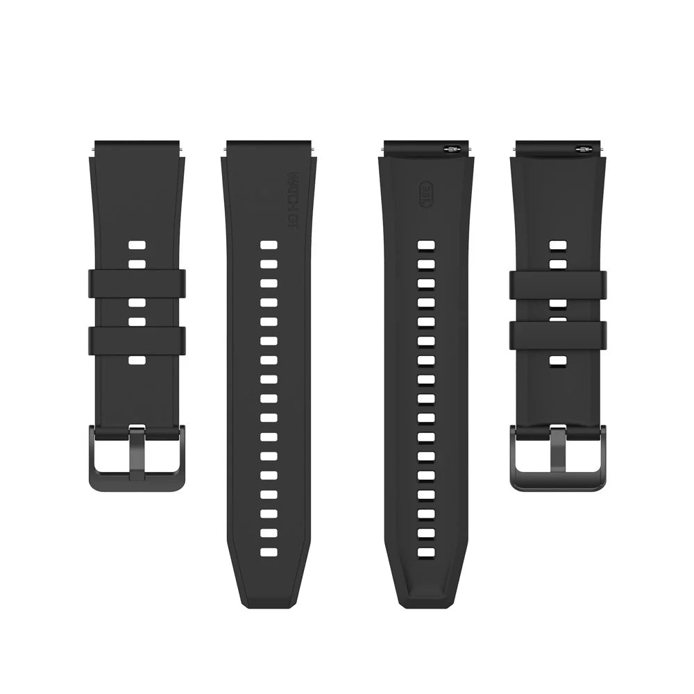 22mm Plain Silicone Watch Band Strap Replacement for Huawei Watch 3/Watch 3 Pro - Black - 5