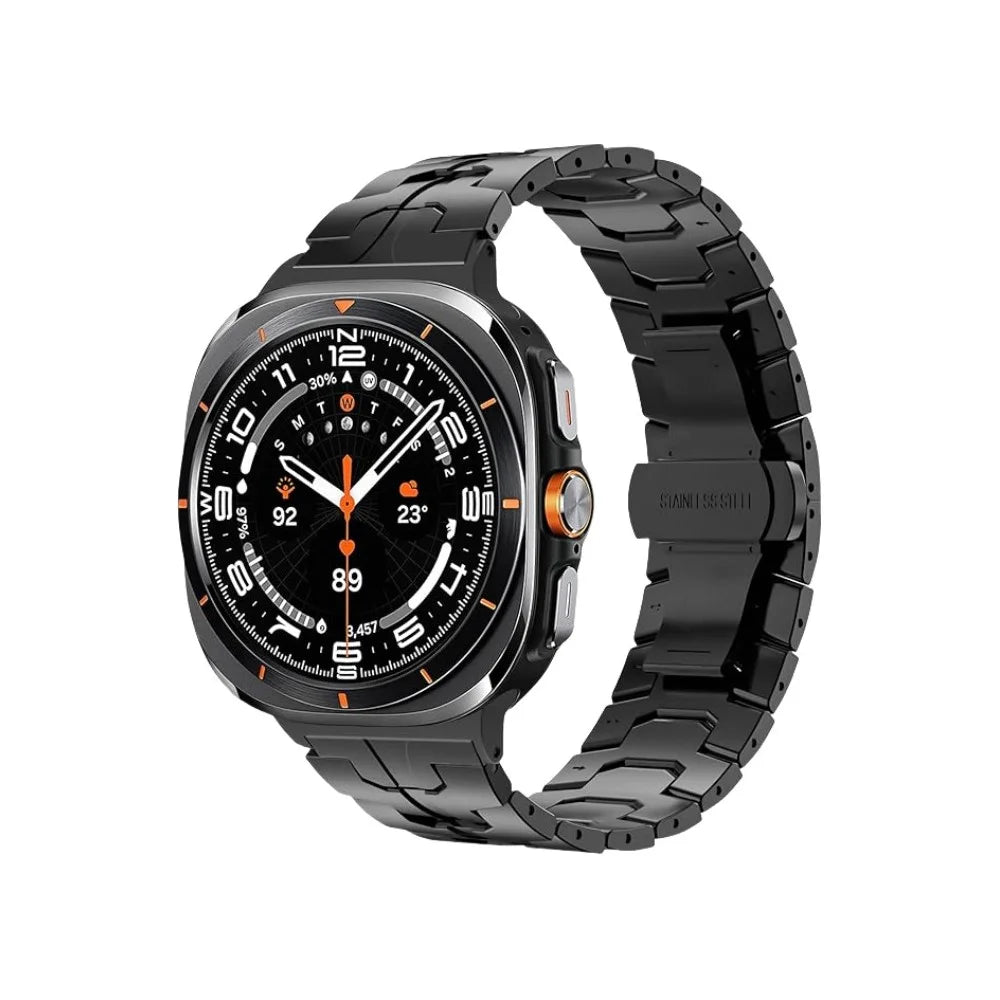Watch Band For Samsung Galaxy Watch8 Classic 46mm / Watch8 44mm / 40mm Split Butterfly Clasp Stainless Steel Strap - Black - 2