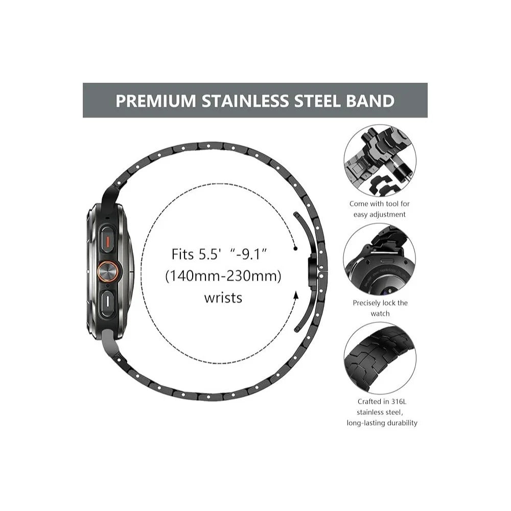 Watch Band For Samsung Galaxy Watch8 Classic 46mm / Watch8 44mm / 40mm Split Butterfly Clasp Stainless Steel Strap - Black - 5