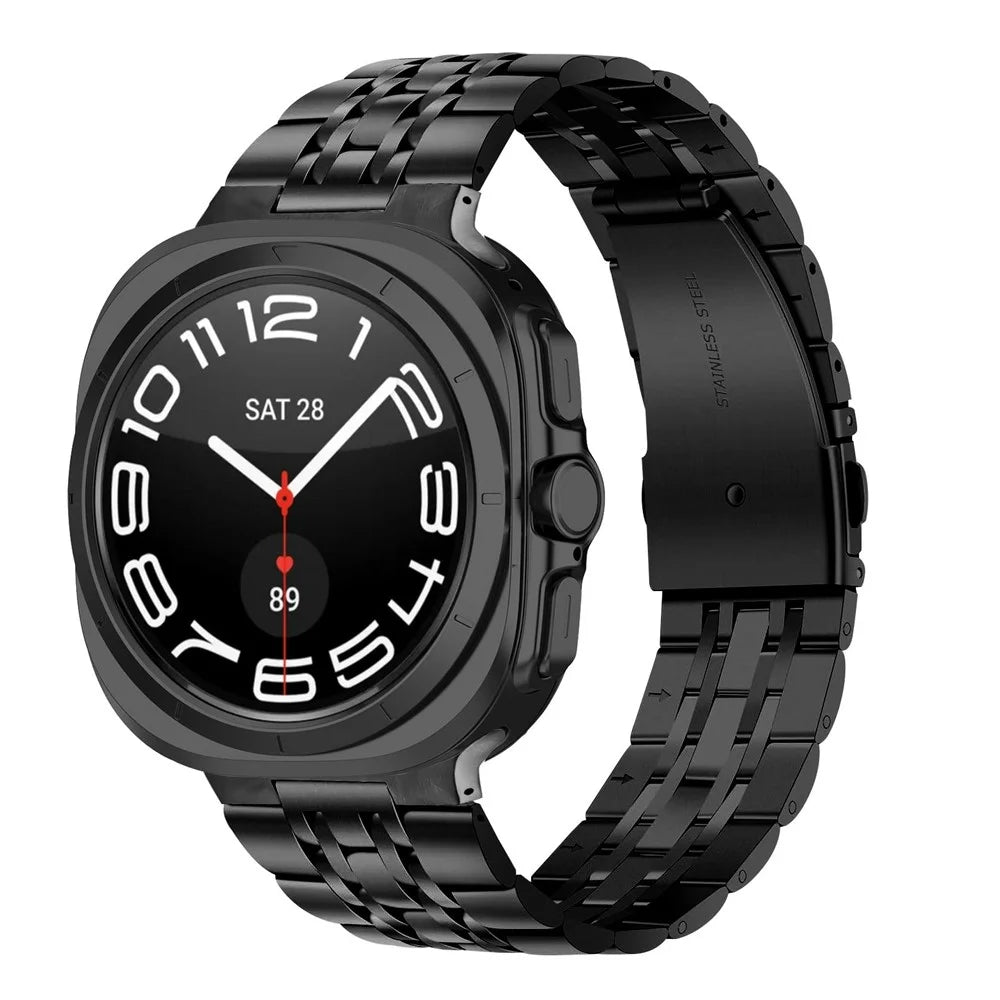 Watch Band For Samsung Galaxy Watch Ultra (2025) 47mm / Ultra 47mm Integrated 7-Bead Stainless Steel Strap - Black - 2