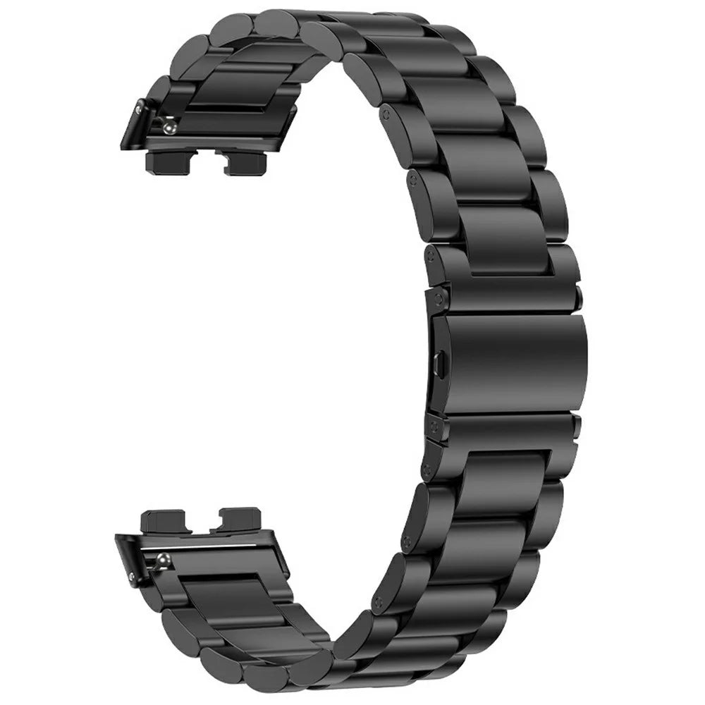 Watch Band for Huawei Band 10 / 9 / 8 Titanium Alloy 3-Bead Wrist Strap - Black - 1