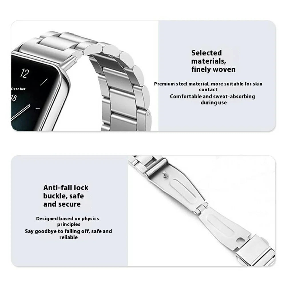 Watch Band for Honor Band 9 Titanium Alloy 3-Bead Wrist Strap - Silver - 4