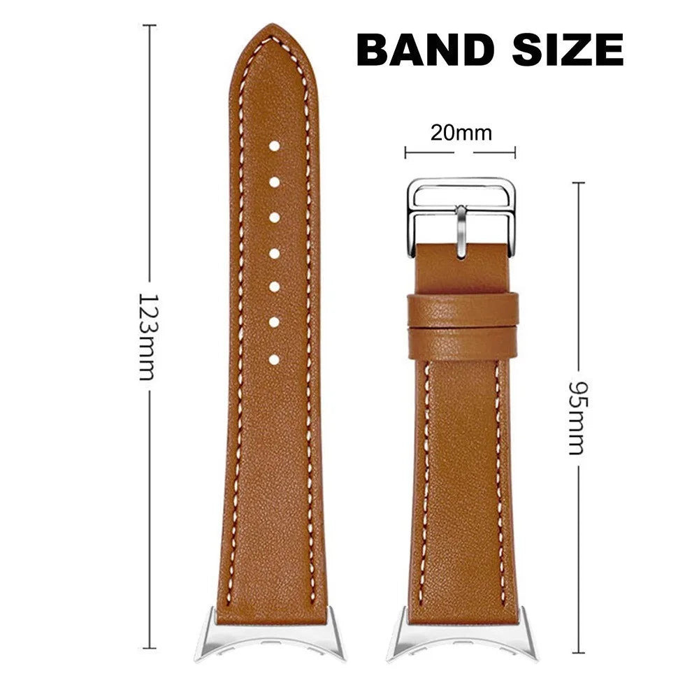 For Google Pixel Watch 4 45mm / Watch 3 45mm Watch Band Genuine Cow Leather Wrist Strap - Brown - 6