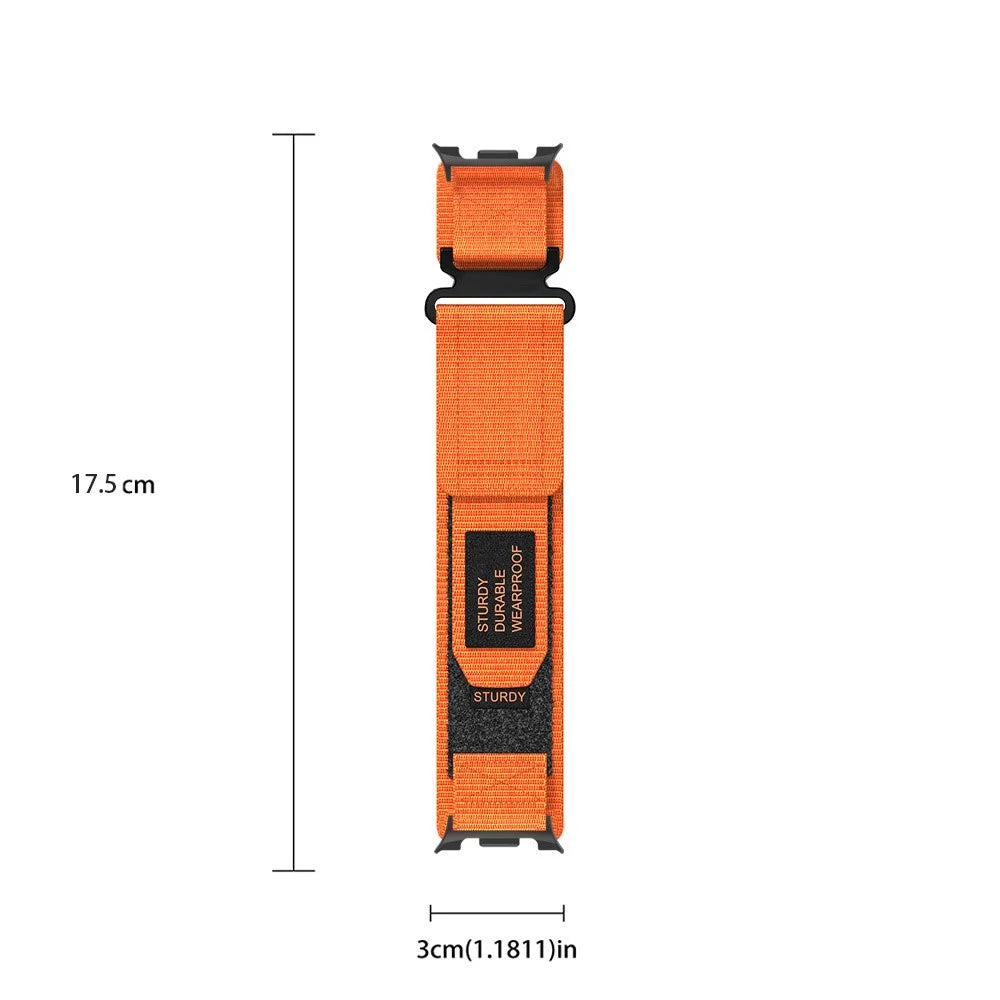 Nylon Watch Band for Samsung Galaxy Watch8 Classic 46mm / Watch8 44mm / 40mm Magic Tape Strap Military Style - Orange - 6