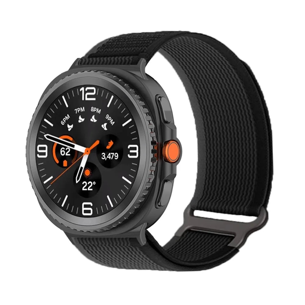Nylon Strap for Samsung Galaxy Watch8 Classic 46mm / Watch8 44mm / 40mm Magic Tape Watch Band with Metal Buckle - Black - 2