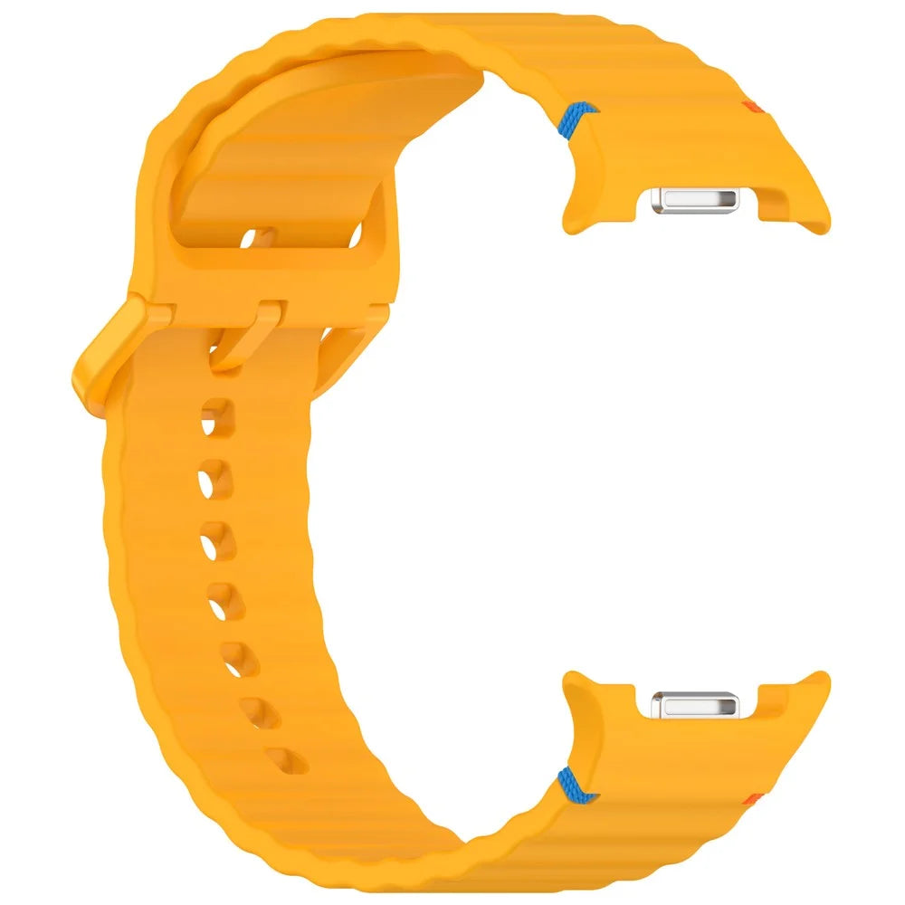 Watch Band for Samsung Galaxy Watch8 44mm / 40mm / Watch8 Classic 46mm Wave Stitching Line Silicone Adjustable Strap - Yellow - 3