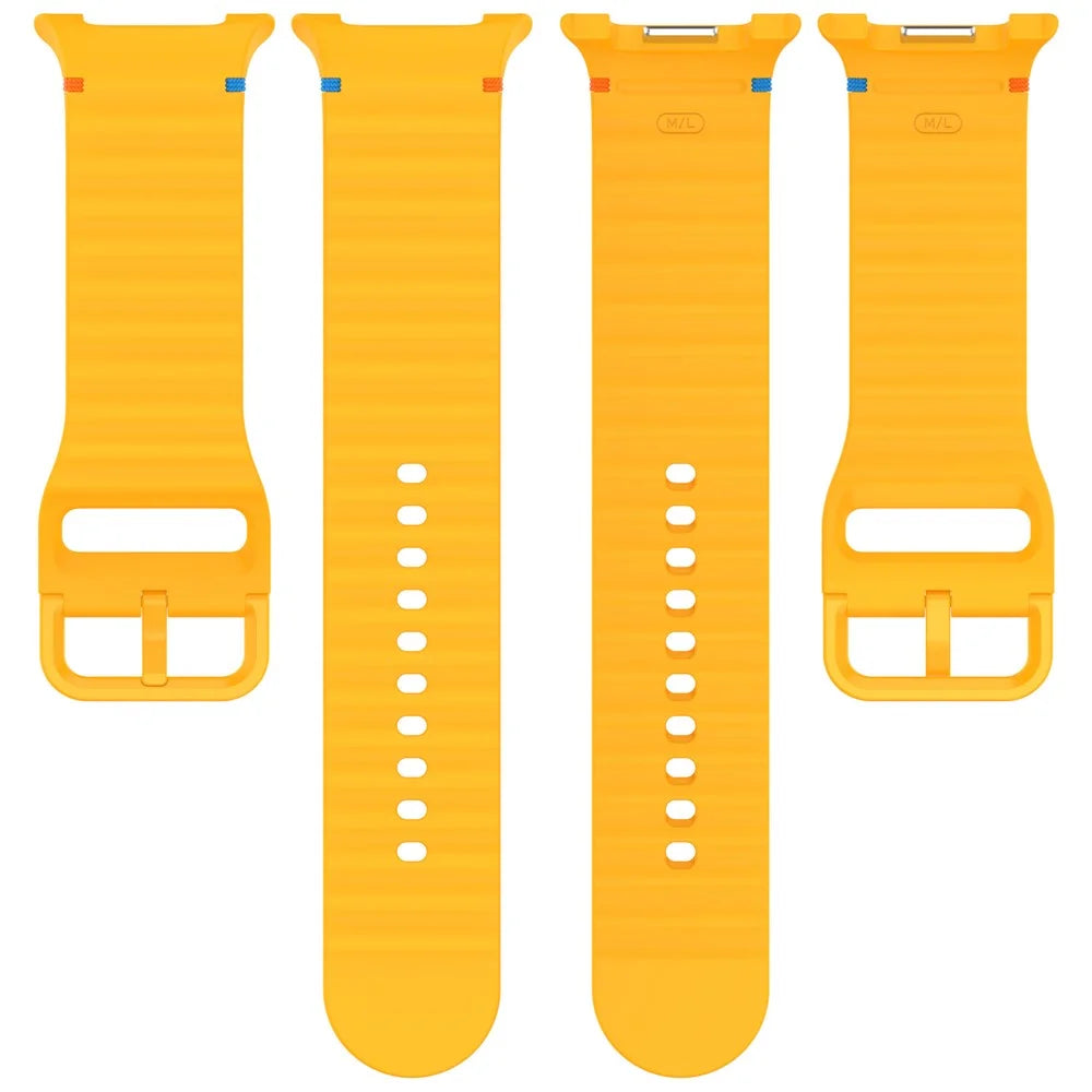 Watch Band for Samsung Galaxy Watch8 44mm / 40mm / Watch8 Classic 46mm Wave Stitching Line Silicone Adjustable Strap - Yellow - 5