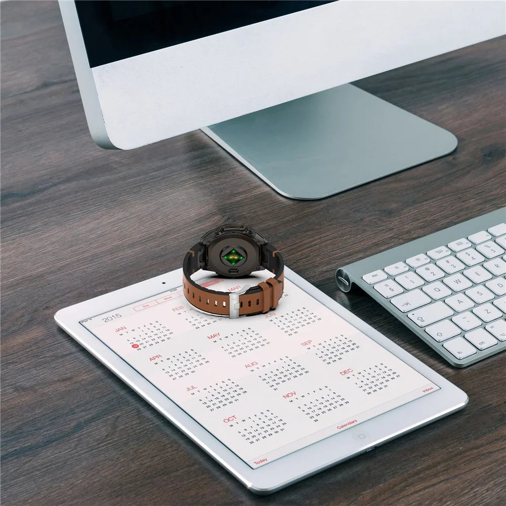 20mm Replacement Strap for Garmin Fenix 8S / 6S / 5S / 6S Pro / 5S Plus Leather Covered Silicone Watch Band - Brown - 5