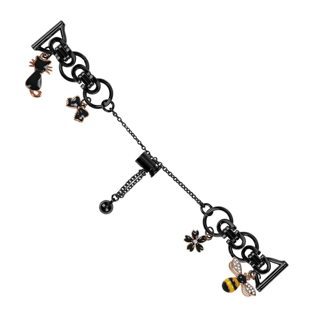 For CanMixs P22 Electroplated Metal Alloy Band Single Loop Chain Bracelet Strap - Black - 2