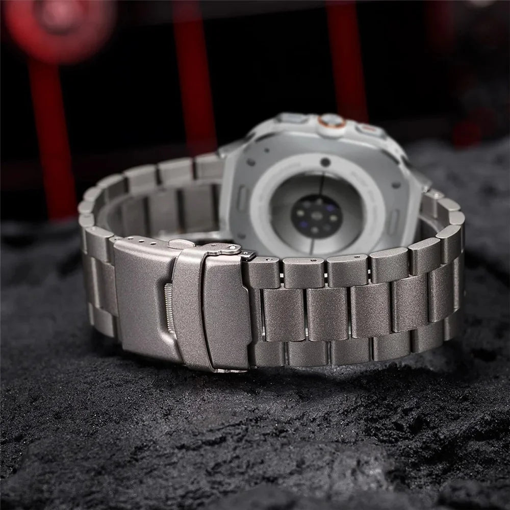 Watch Band for Samsung Galaxy Watch8 44mm / 40mm / Watch8 Classic 46mm Titanium Alloy 3-Bead Wrist Strap - Silver - 3