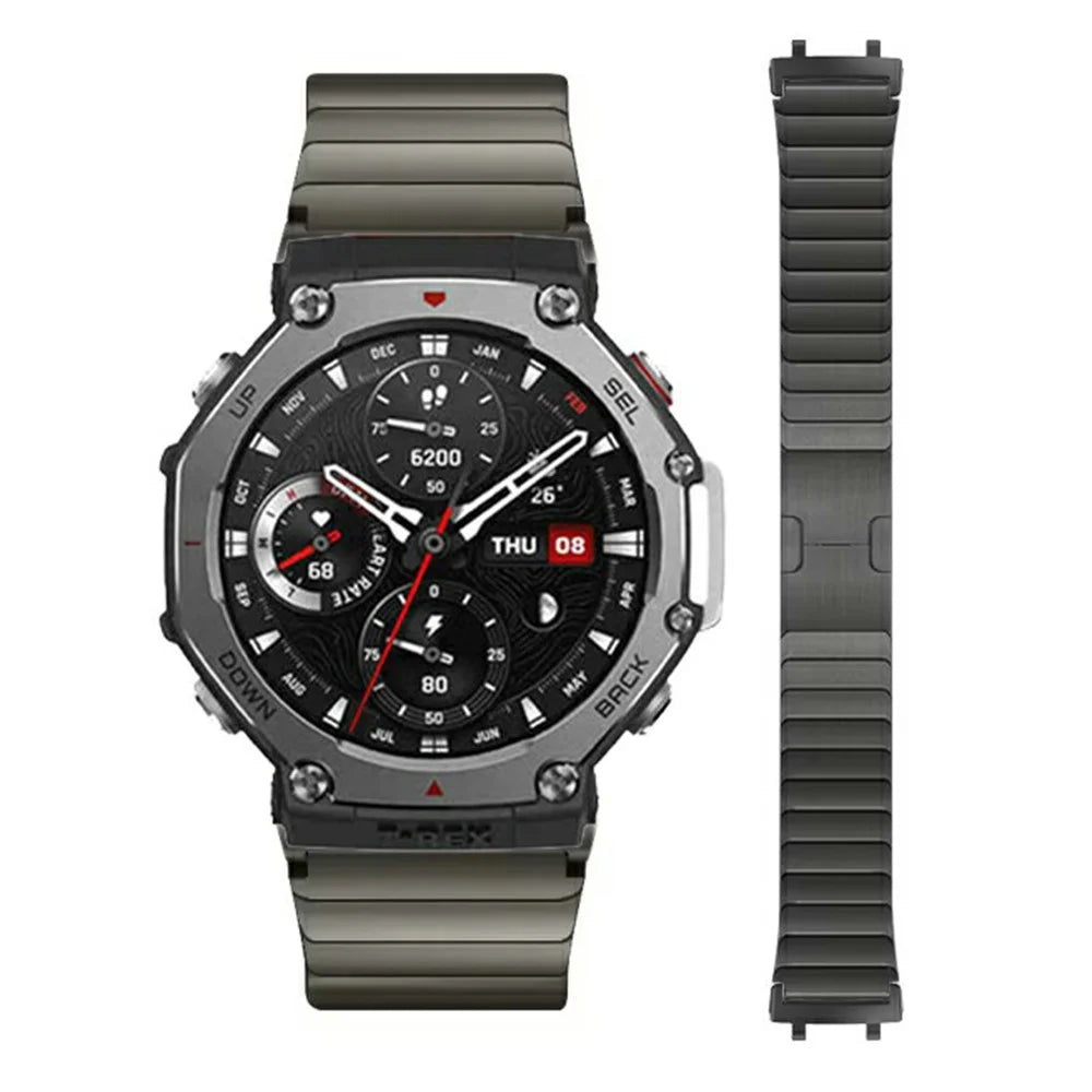 For Huami Amazfit T-Rex 2 Watch Band Titanium Alloy 1-Bead Wrist Strap - Grey - 3