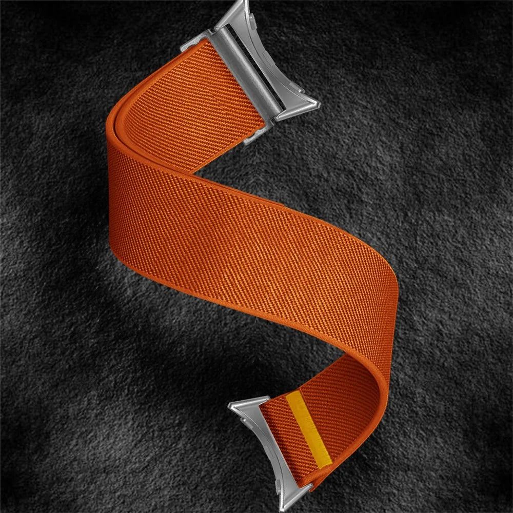 For Google Pixel Watch 4 45mm / Watch 3 45mm Nylon Watch Band Adjustable Elastic Replacement Strap - Orange - 5