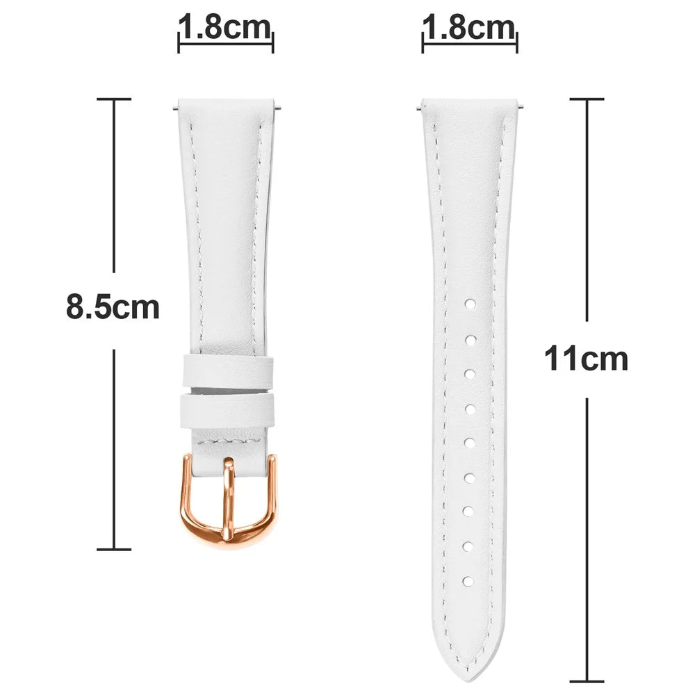 For Huawei Watch GT 4 41mm Watch Band Rose Gold Buckle Slim Leather Strap - White - 6