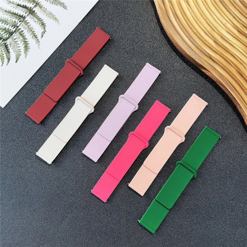 For Samsung Galaxy Watch7 44mm / 40mm Watch Band 20mm Wood Grain Loop Soft Magnetic Silicone Strap - Orange Pink - 5