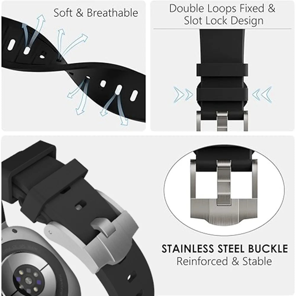 Watch Band For Samsung Galaxy Watch8 44mm / 40mm / Watch8 Classic 46mm Integrated Stainless Steel Buckle Silicone Strap - Silver / Black - 4
