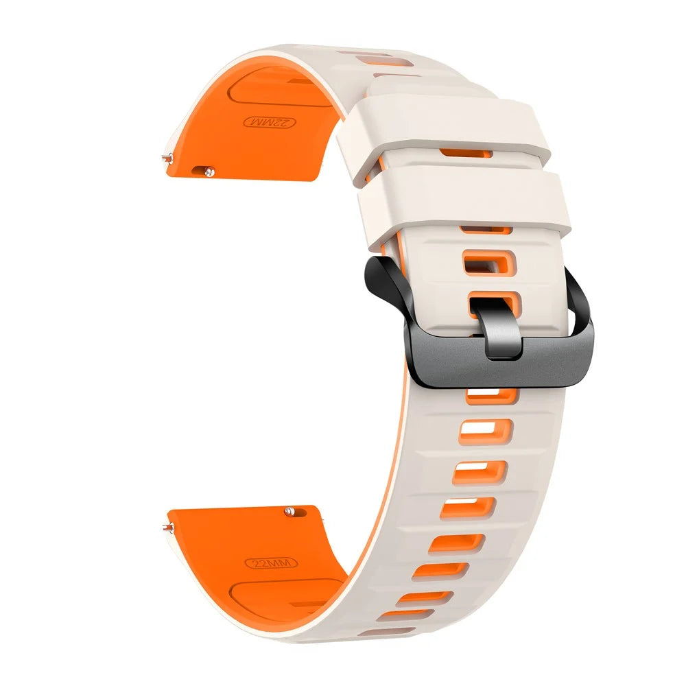 22mm Silicone Strap for Huawei Watch GT 5 46mm / 5 Pro 46mm / Samsung Galaxy Watch3 45mm Dual Color Soft Adjustable Watch Band - Starlight / Orange - 1