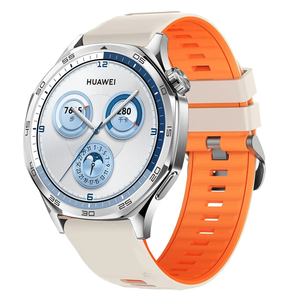 22mm Silicone Strap for Huawei Watch GT 5 46mm / 5 Pro 46mm / Samsung Galaxy Watch3 45mm Dual Color Soft Adjustable Watch Band - Starlight / Orange - 2