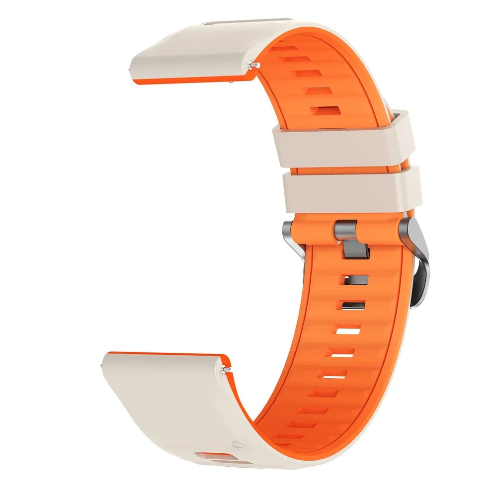 22mm Silicone Strap for Huawei Watch GT 5 46mm / 5 Pro 46mm / Samsung Galaxy Watch3 45mm Dual Color Soft Adjustable Watch Band - Starlight / Orange - 3