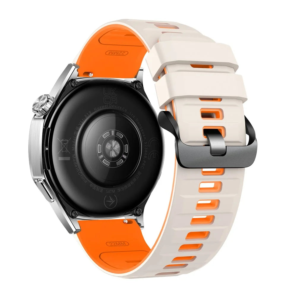 22mm Silicone Strap for Huawei Watch GT 5 46mm / 5 Pro 46mm / Samsung Galaxy Watch3 45mm Dual Color Soft Adjustable Watch Band - Starlight / Orange - 4