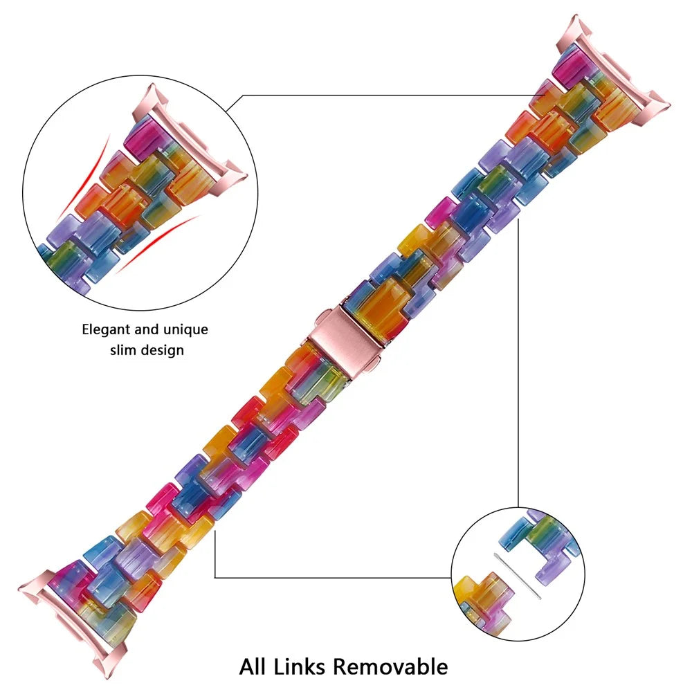 Watch Strap for Samsung Galaxy Watch8 Classic 46mm / Watch8 44mm / 40mm Acrylic Resin Waterproof Slim Wrist Band - Rainbow - 4