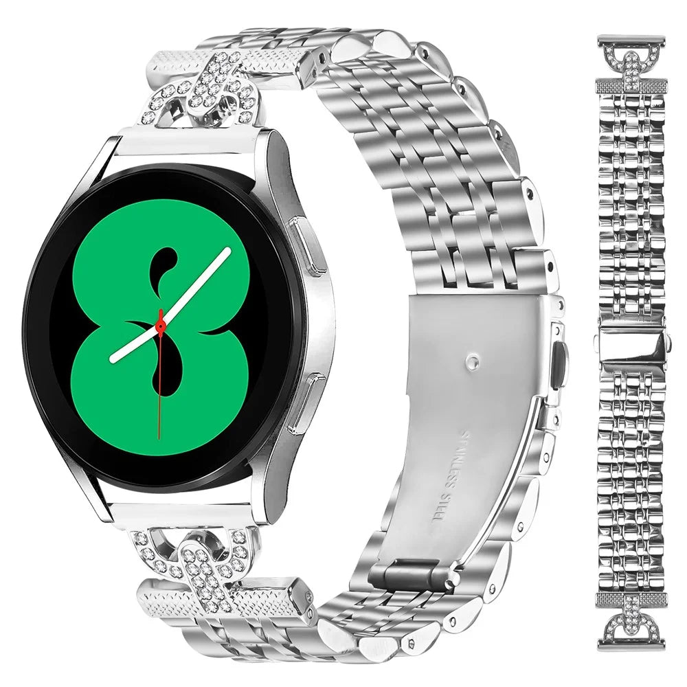 Watch Band for Huami Amazfit GTS 4 Mini / GTS 3 / GTS 2 7-Bead D-Shape Rhinestones Decor Silver Stainless Steel Strap - 2