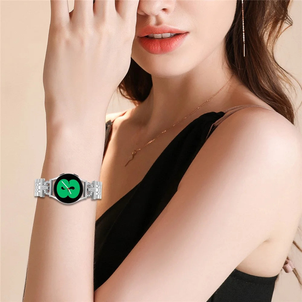Watch Band for Huami Amazfit GTS 4 Mini / GTS 3 / GTS 2 7-Bead D-Shape Rhinestones Decor Silver Stainless Steel Strap - 5