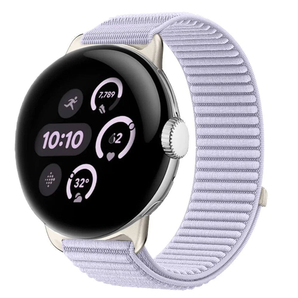 Woven Nylon Strap for Google Pixel Watch 4 45mm / Watch 3 45mm Magic Tape Watch Band - Purple - 2