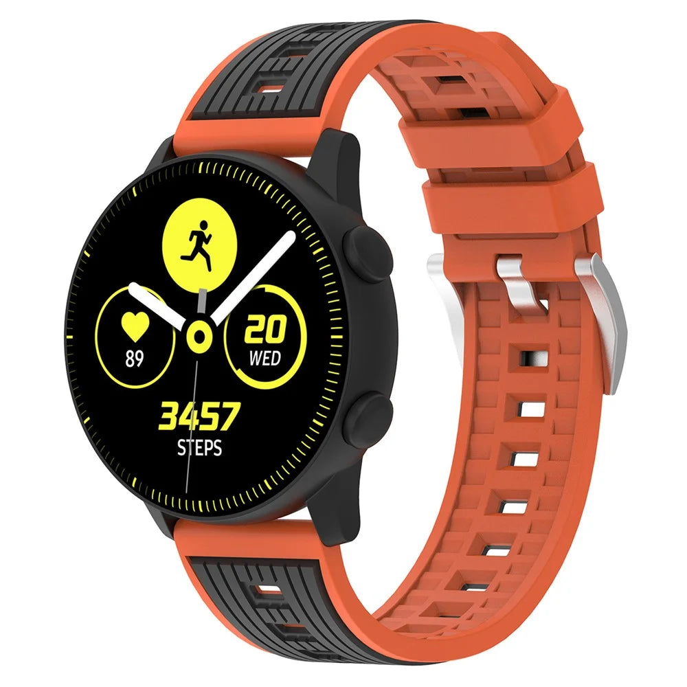 20mm Dual Color Striped Silicone Strap for Samsung Galaxy Watch7 44mm / 40mm Adjustable Watch Band - Orange+Black - 2