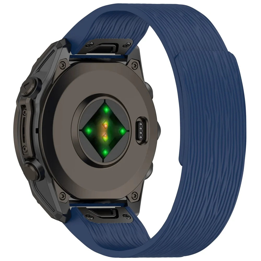 26mm Magnetic Watch Band for Garmin quatix 8 51mm / epix Pro 51mm / Fenix 7X / 7X Pro 51mm Quick Release Silicone Strap Stripe Pattern - Midnight Blue - 1