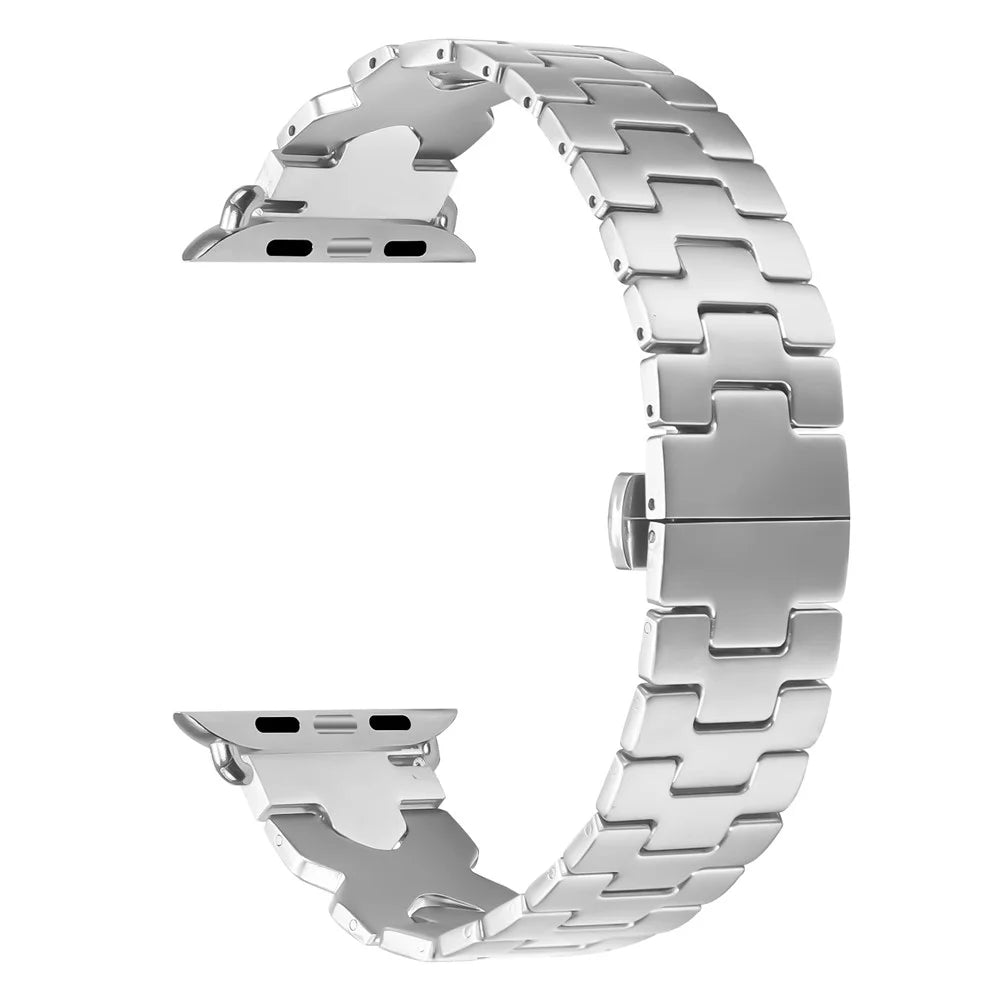 Watch Band For Apple Watch Series 11 10 42mm / 9 8 7 41mm / SE3 SE2 SE 6 5 4 40mm / 3 2 1 38mm Stainless Steel Strap with Butterfly Clasp - Silver - 1