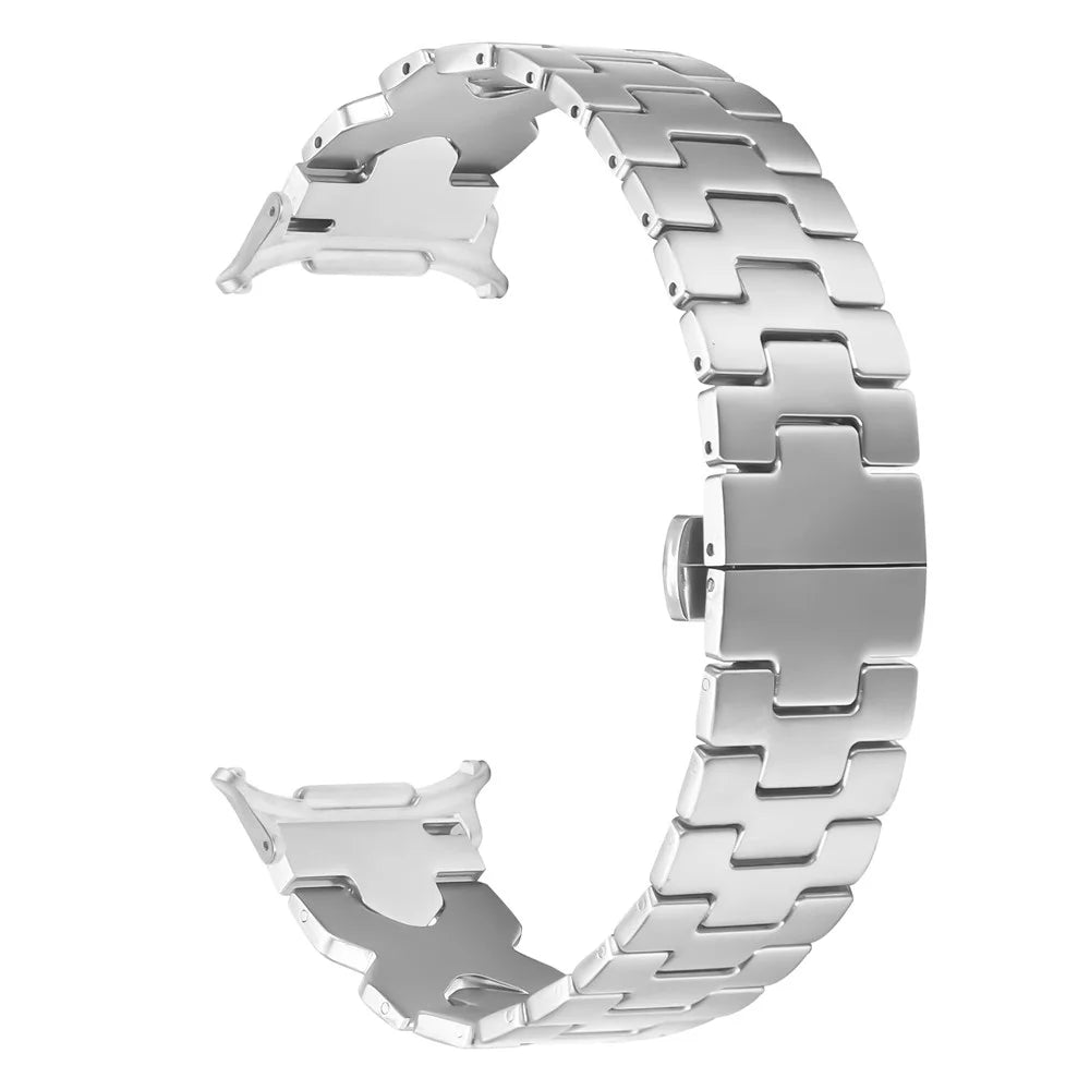 Watch Band for Samsung Galaxy Watch8 44mm / Watch8 40mm / Watch8 Classic 46mm Stainless Steel Strap with X-Shaped Butterfly Clasp - Silver - 1