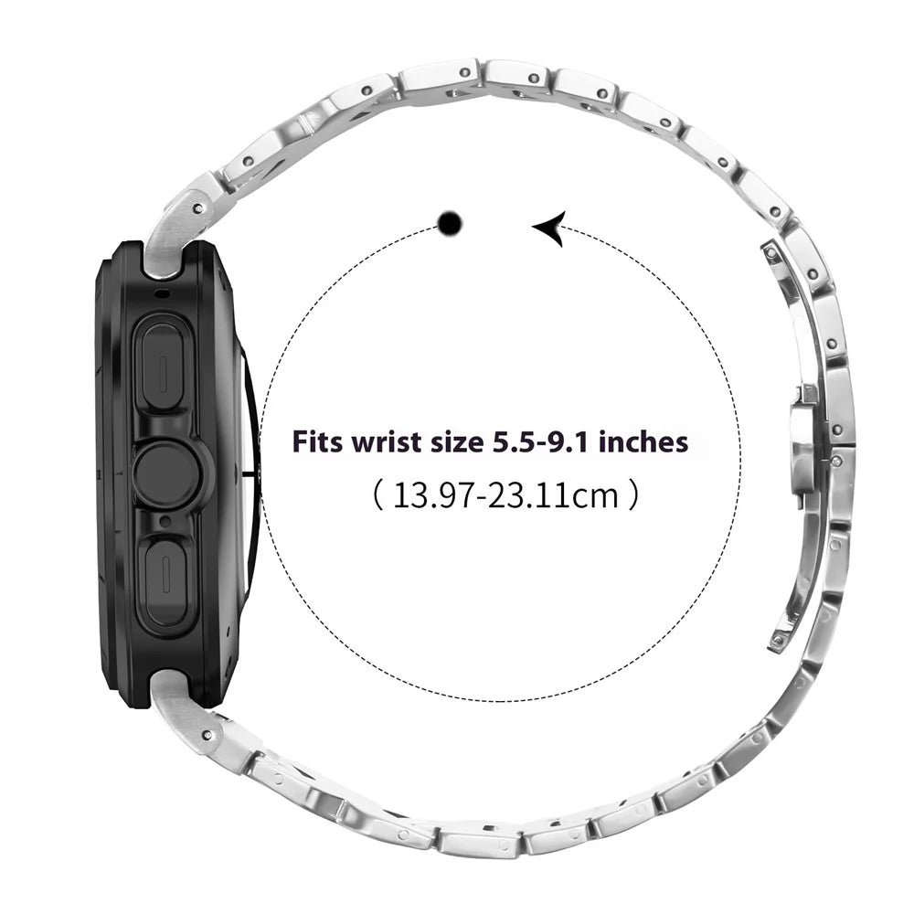 Watch Band for Samsung Galaxy Watch8 44mm / Watch8 40mm / Watch8 Classic 46mm Stainless Steel Strap with X-Shaped Butterfly Clasp - Silver - 7