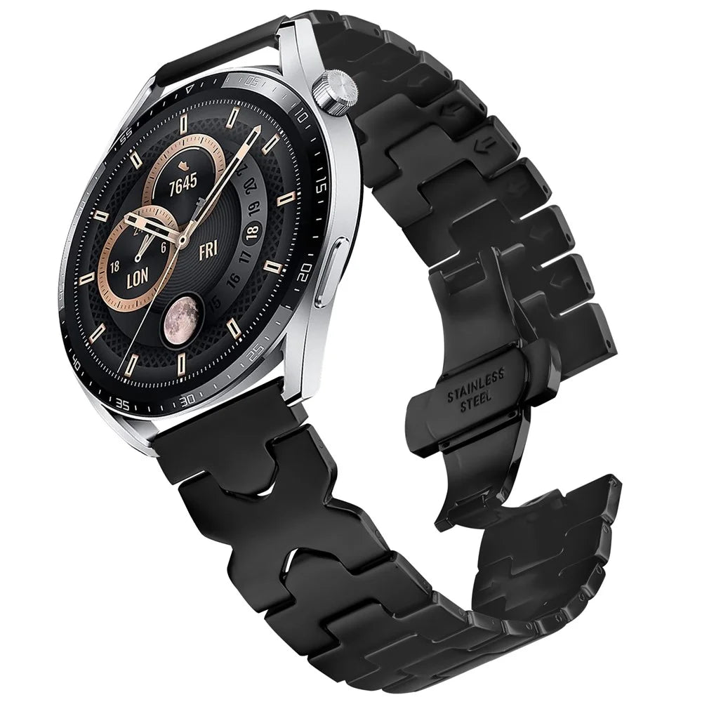 Stainless Steel Watch Band For Honor Watch GS Pro / MagicWatch 2 46mm / MagicWatch 1 / Watch Dream X-Shaped Butterfly Clasp - Black - 2