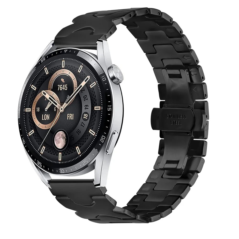 Stainless Steel Watch Band For Honor Watch GS Pro / MagicWatch 2 46mm / MagicWatch 1 / Watch Dream X-Shaped Butterfly Clasp - Black - 3