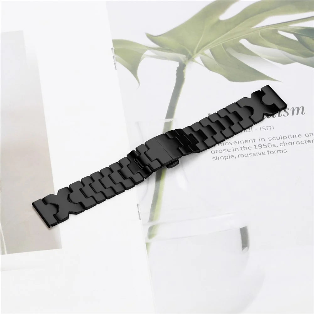 Stainless Steel Watch Band For Huami Amazfit BIP 5 / Amazfit GTR 4 / Xiaomi Watch S2 Electroplating Strap with X-Shaped Butterfly Clasp - Black - 6