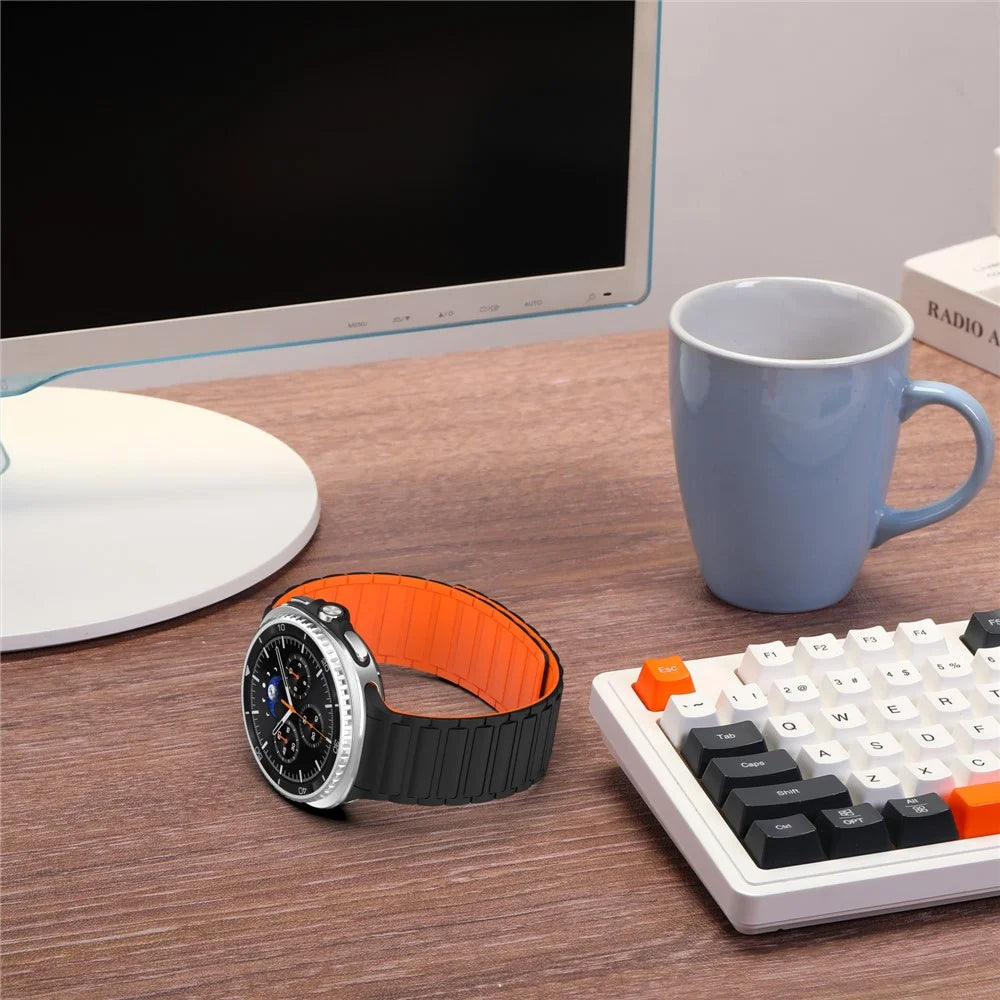 Magnetic Silicone Strap for Samsung Galaxy Watch8 Classic 46mm / Watch8 44mm / 40mm Adjustable Watch Band - Mint Green / Starlight - 6