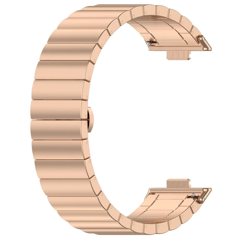 Stainless Steel Watch Band For Huawei Watch Fit 4 / Fit 4 Pro Wrist Strap with Splite Butterfly Clasp - Rose Gold - 1