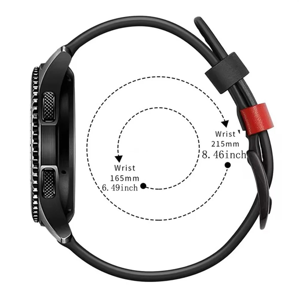 Watch Band for Samsung Galaxy Watch8 40mm / 44mm / Watch8 Classic 46mm Genuine Cow Leather Stitching Line Strap - Black - 7