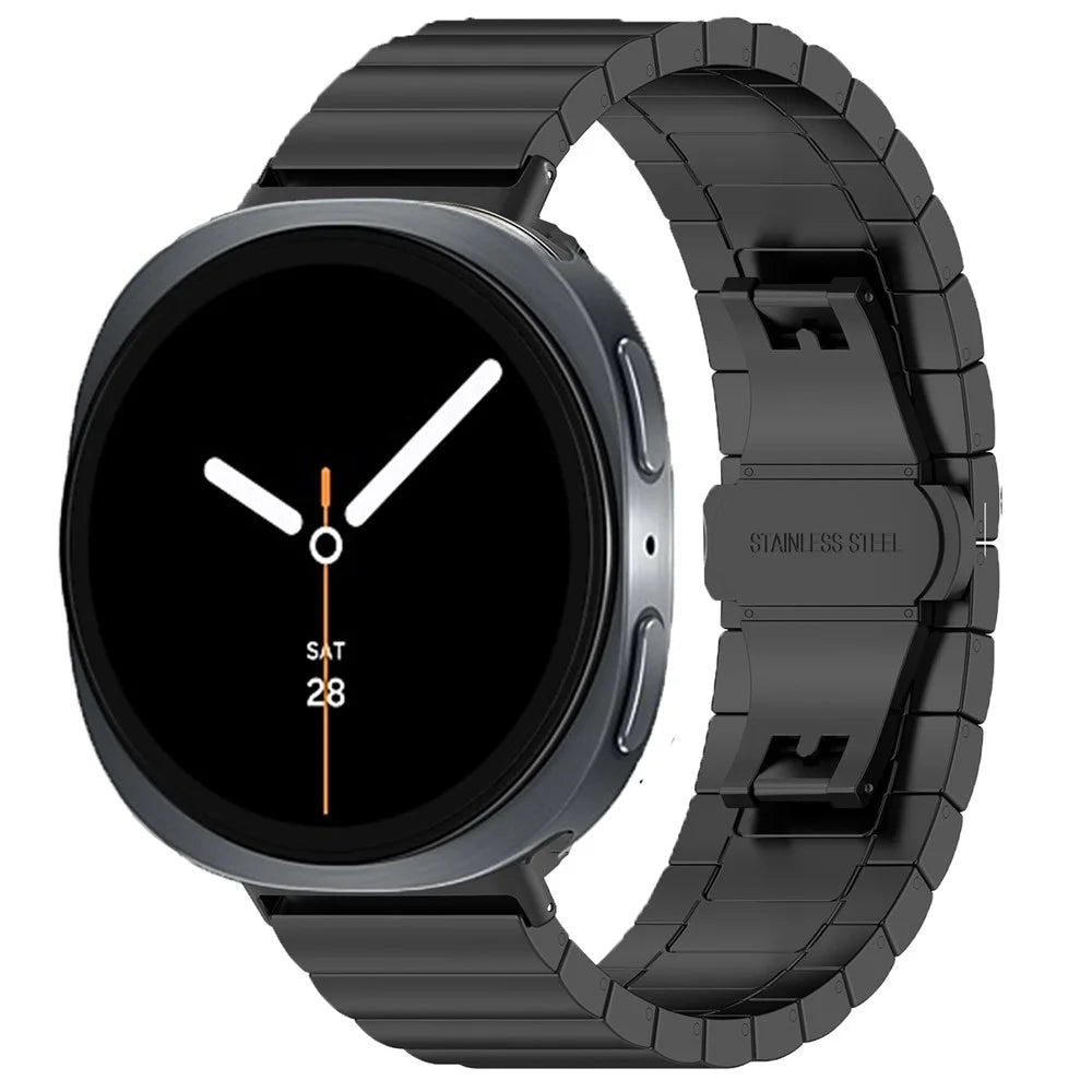 Stainless Steel Watch Band For Samsung Galaxy Watch8 40mm / 44mm / Watch8 Classic 46mm Wrist Strap with Splite Butterfly Clasp - Black - 2