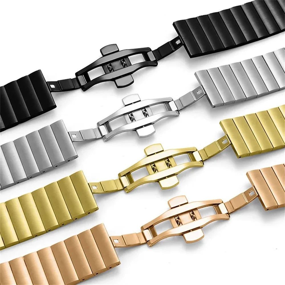 Stainless Steel Watch Band For Samsung Galaxy Watch8 40mm / 44mm / Watch8 Classic 46mm Wrist Strap with Splite Butterfly Clasp - Black - 6