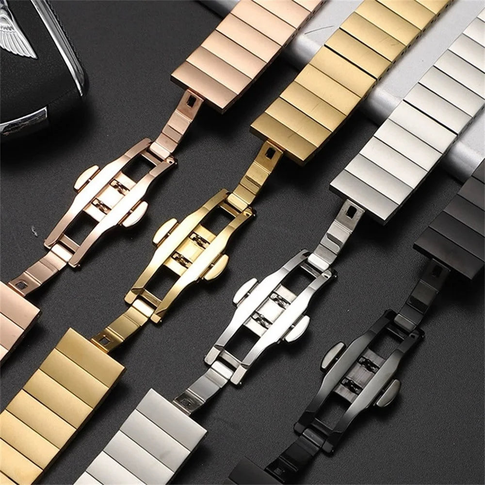 Stainless Steel Watch Band For Samsung Galaxy Watch8 40mm / 44mm / Watch8 Classic 46mm Wrist Strap with Splite Butterfly Clasp - Black - 7