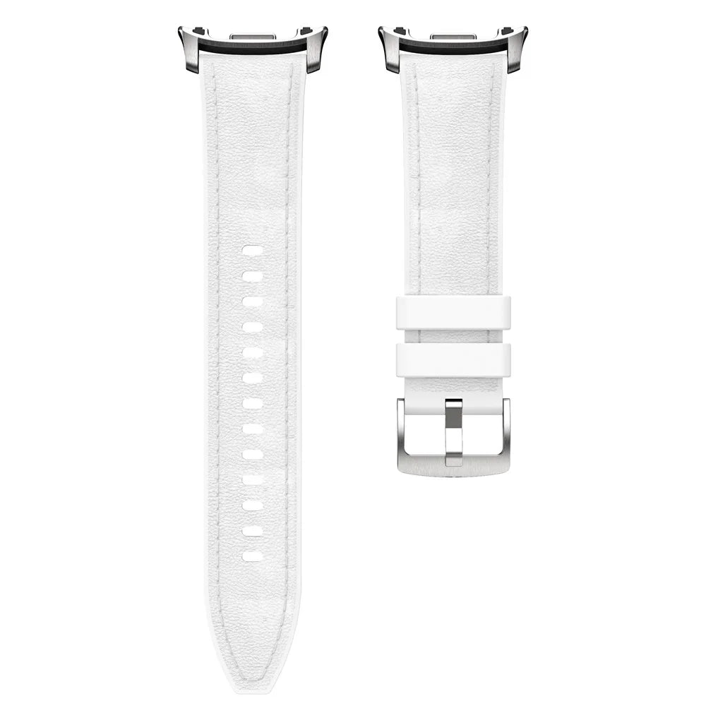 Watch Band fot Samsung Galaxy Watch8 Classic 46mm / Watch8 44mm / 40mm Stitched Leather Coated Silicone Wrist Strap - White - 5