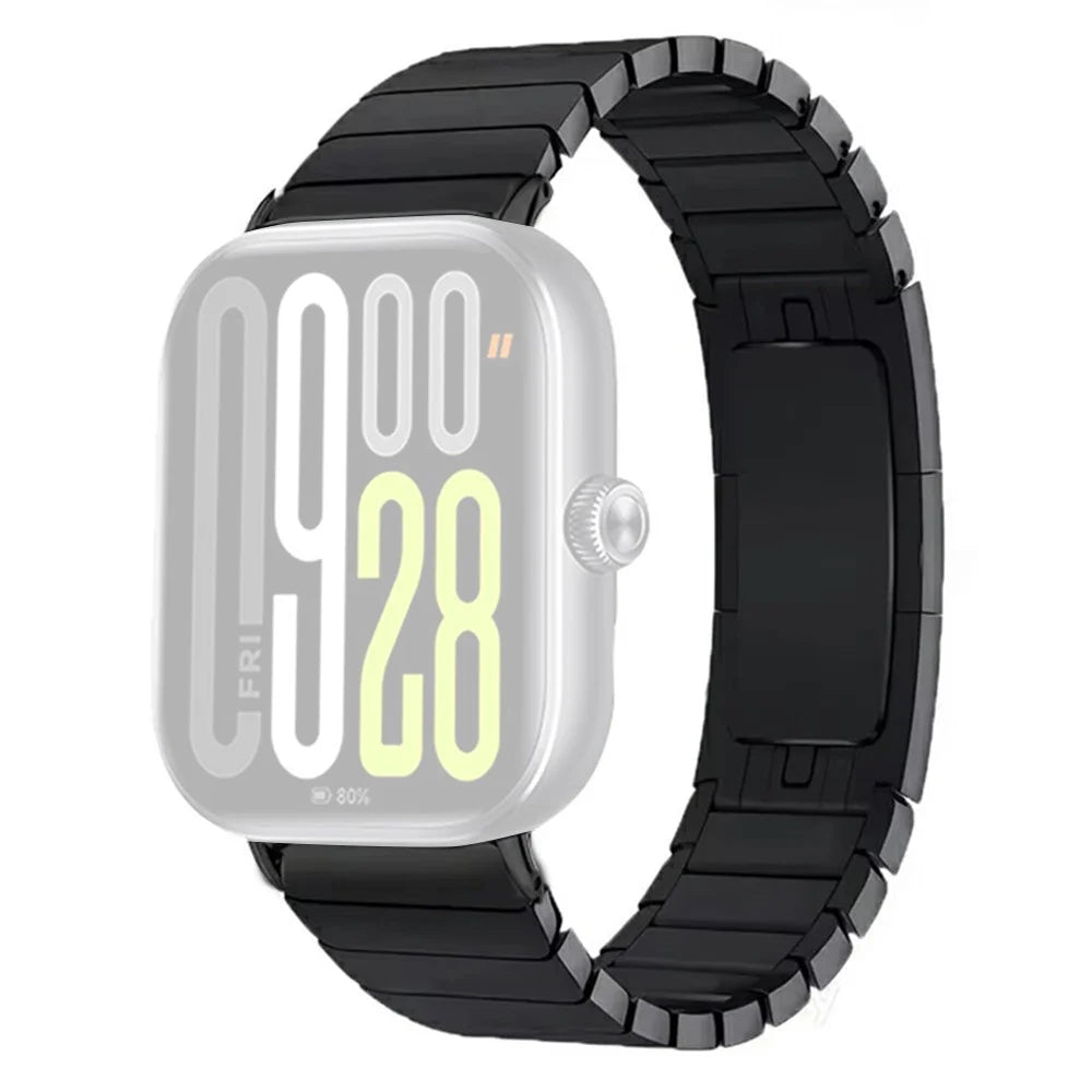 Watch Strap for Xiaomi Smart Band 10 Pro / 9 Pro / 8 Pro / Redmi Watch 6 / 5 / 4 One Bead Stainless Steel Wristband - Black - 1
