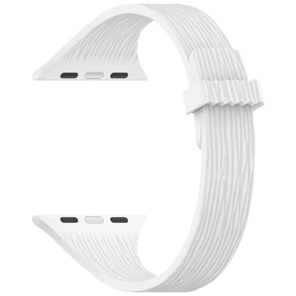Strap for Apple Watch Series 11 10 42mm / 9 8 7 41mm / SE3 SE2 SE 6 5 4 40mm / 3 2 1 38mm Wood Grain Magnetic Silicone Watch Band - White - 3