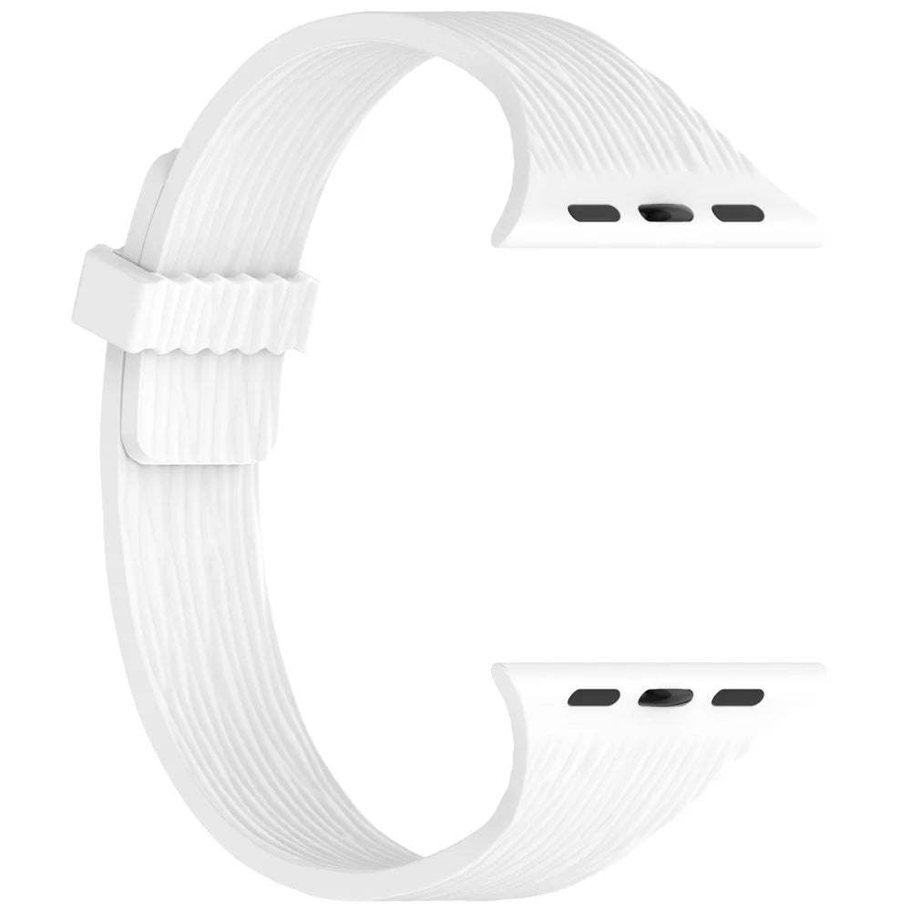 Strap for Apple Watch Series 11 10 42mm / 9 8 7 41mm / SE3 SE2 SE 6 5 4 40mm / 3 2 1 38mm Wood Grain Magnetic Silicone Watch Band - White - 4
