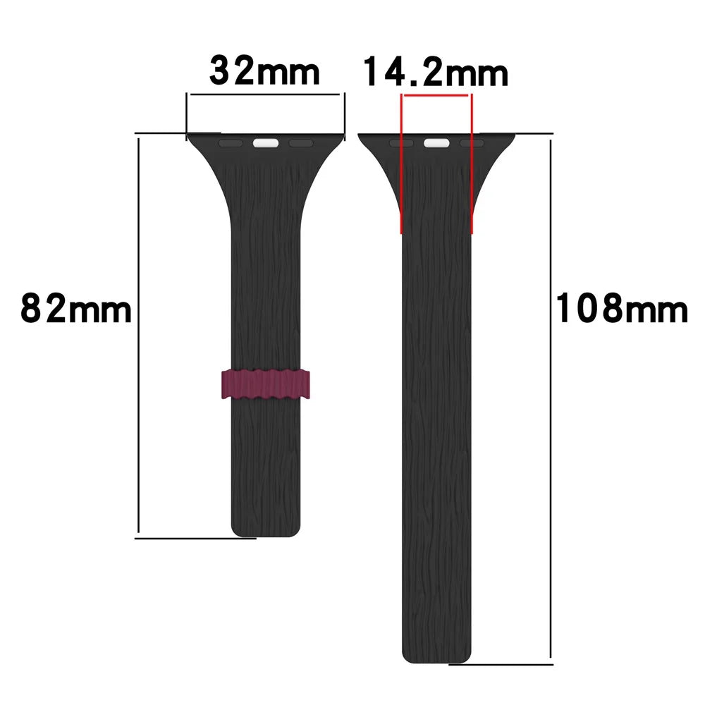 Strap for Apple Watch Series 11 10 42mm / 9 8 7 41mm / SE3 SE2 SE 6 5 4 40mm / 3 2 1 38mm Wood Grain Magnetic Silicone Watch Band - White - 5