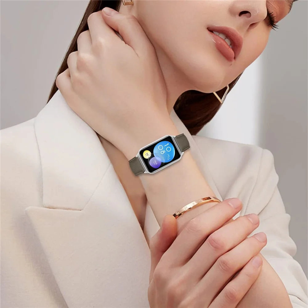 For Xiaomi Smart Band 10 Pro / 9 Pro / 8 Pro / Redmi Watch 6 / 5 / 4 Genuine Leather Watch Band with Silver Connector Turtle Back Buckle Wrist Strap - Grey - 3