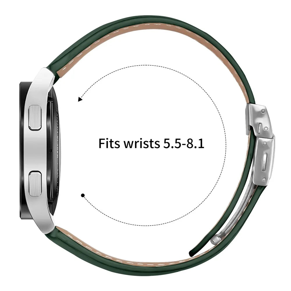 Wrist Strap For Garmin D2 Air X10 / Bounce / vivoactive 5 / vivomove Trend Genuine Leather Watch Band with Silver Connector Turtle Back Buckle - Green - 6