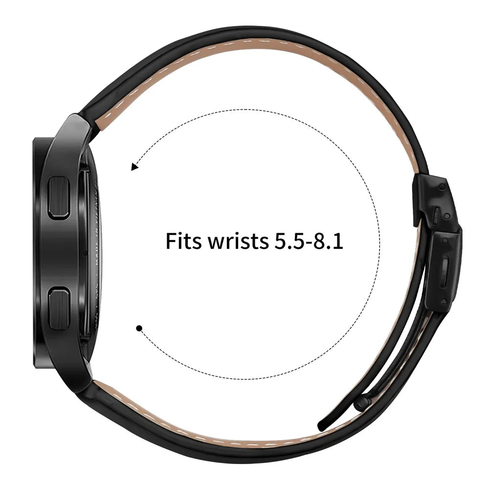 Wrist Strap For Garmin D2 Air X10 / Bounce / vivoactive 5 / vivomove Trend Genuine Leather Watch Band with Black Connector Turtle Back Buckle - Black - 6